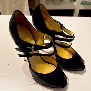 Christian louboutin black steel heels